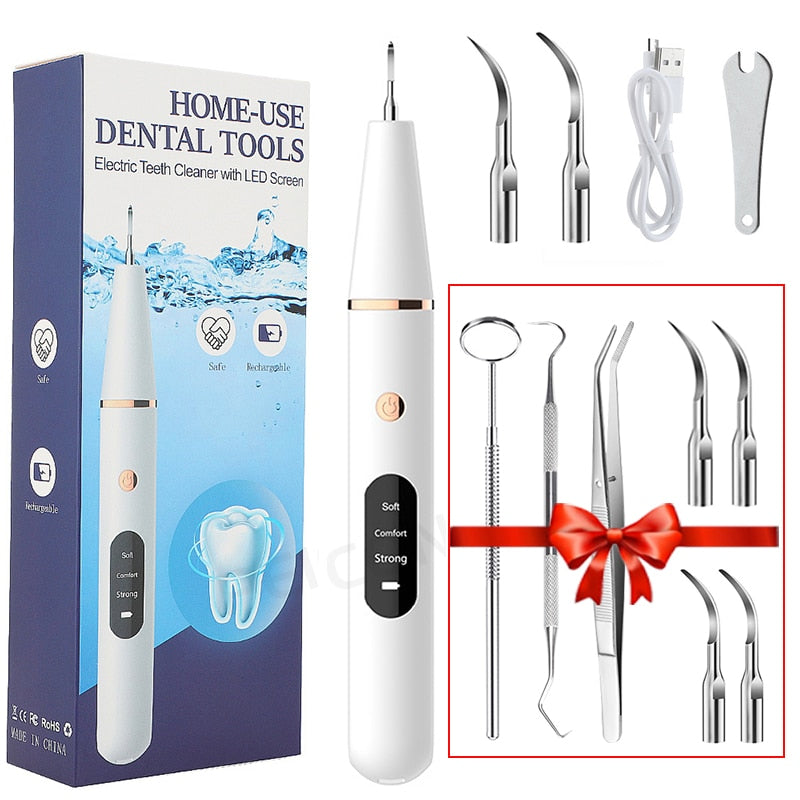 Ultrasonic Dental Scaler For Teeth Tartar Stain Tooth Calculus Remover Electric Sonic Teeth Plaque Cleaner Dental Stone Removal